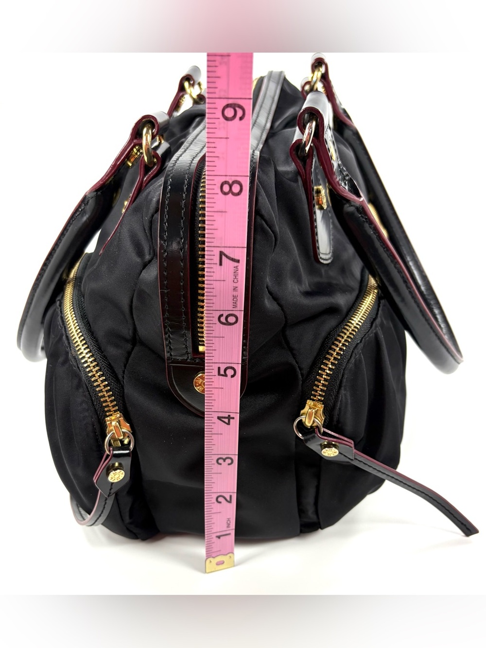 MZ Wallace Bedford Satchel Black Bedford Nylon Patent Leather Trim Gold Hardware - Picture 14 of 16